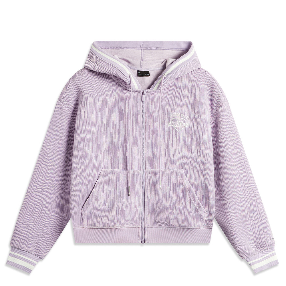 LI-NING李宁2024女子开衫连帽卫衣针织连帽外套AWDU682-4