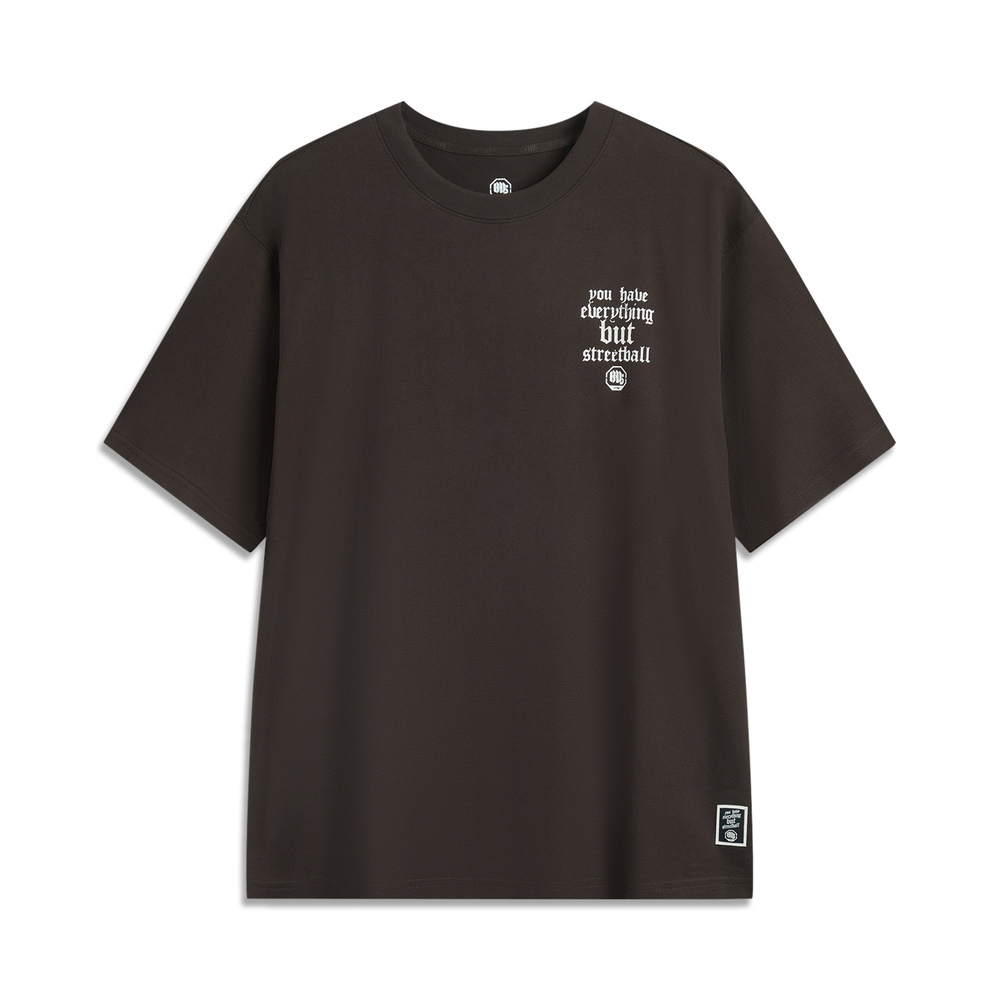 LI-NING李宁2025男子短袖文化衫针织无领短TAHSV063-3