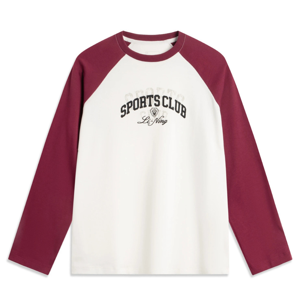 LI-NING李宁2025女子长袖文化衫针织无领长TAHSV010-3