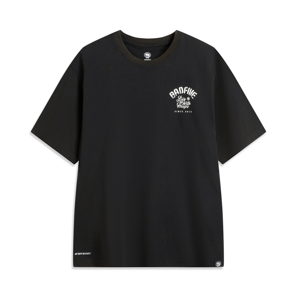 LI-NING李宁2025男子短袖文化衫针织无领短TAHSV031-5