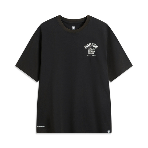 LI-NING李宁2025男子短袖文化衫针织无领短TAHSV031-5