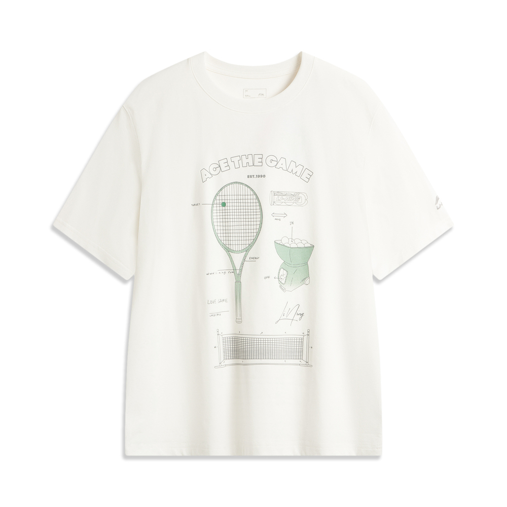 LI-NING李宁2025男子短袖文化衫针织无领短TAHSV235-1