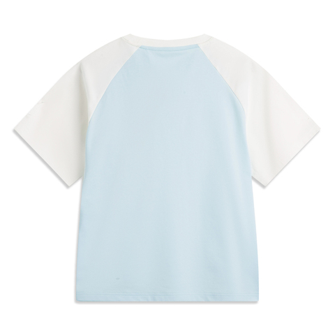 LI-NING李宁2025女子短袖文化衫针织无领短TAHSV194-3