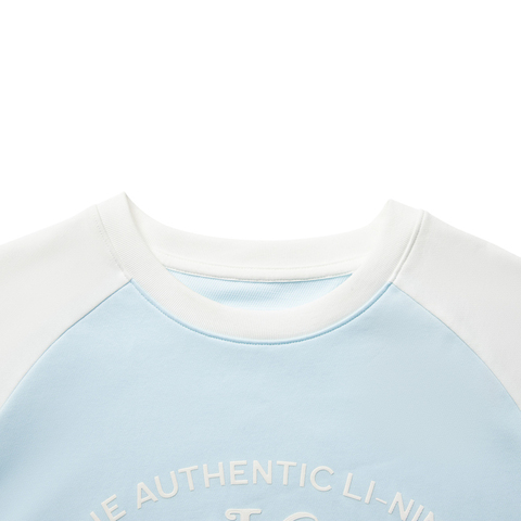 LI-NING李宁2025女子短袖文化衫针织无领短TAHSV194-3