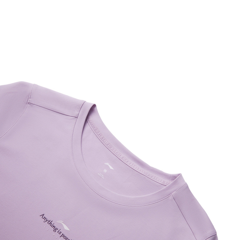 LI-NING李宁2025女子短袖T恤针织无领短TATSV346-2