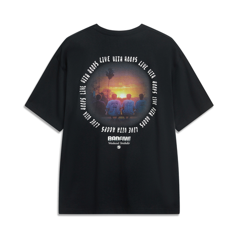 LI-NING李宁2025男子短袖文化衫针织无领短TAHSV037-2