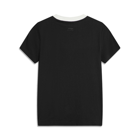 LI-NING李宁2025女子短袖文化衫针织无领短TAHSV184-3