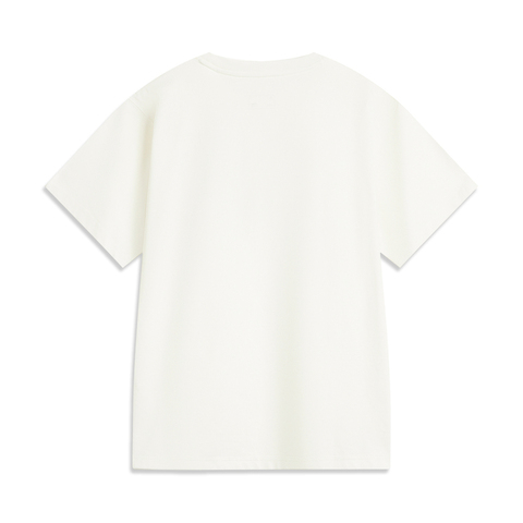 LI-NING李宁2025女子短袖文化衫针织无领短TAHSV640-1