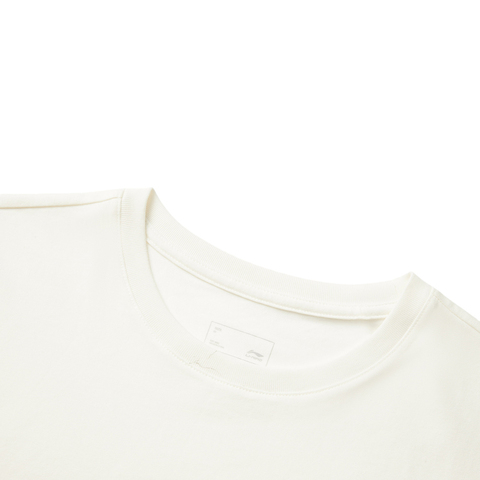 LI-NING李宁2025女子短袖文化衫针织无领短TAHSV640-1