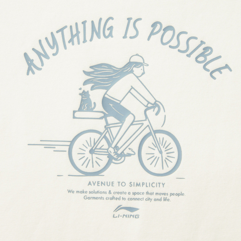 LI-NING李宁2025女子短袖文化衫针织无领短TAHSV640-1