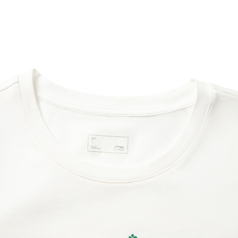 LI-NING李宁2025女子短袖文化衫针织无领短TAHSV410-1