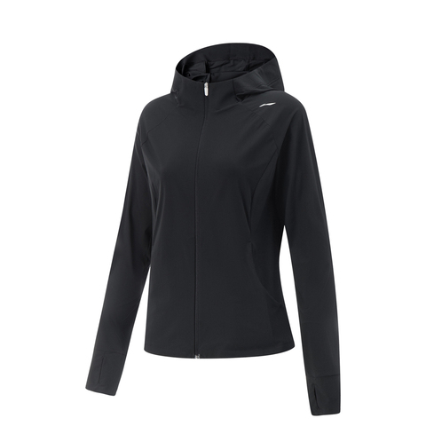 LI-NING李宁2025女子针织风衣针织连帽外套AFDV286-1