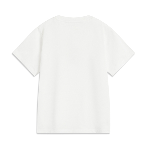 LI-NING李宁2025女子短袖文化衫针织无领短TAHSV186-1