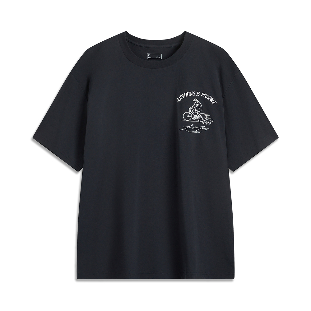 LI-NING李宁2025男子短袖文化衫针织无领短TAHSV201-3