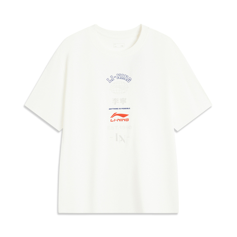 LI-NING李宁2025男子短袖文化衫针织无领短TAHSV163-5