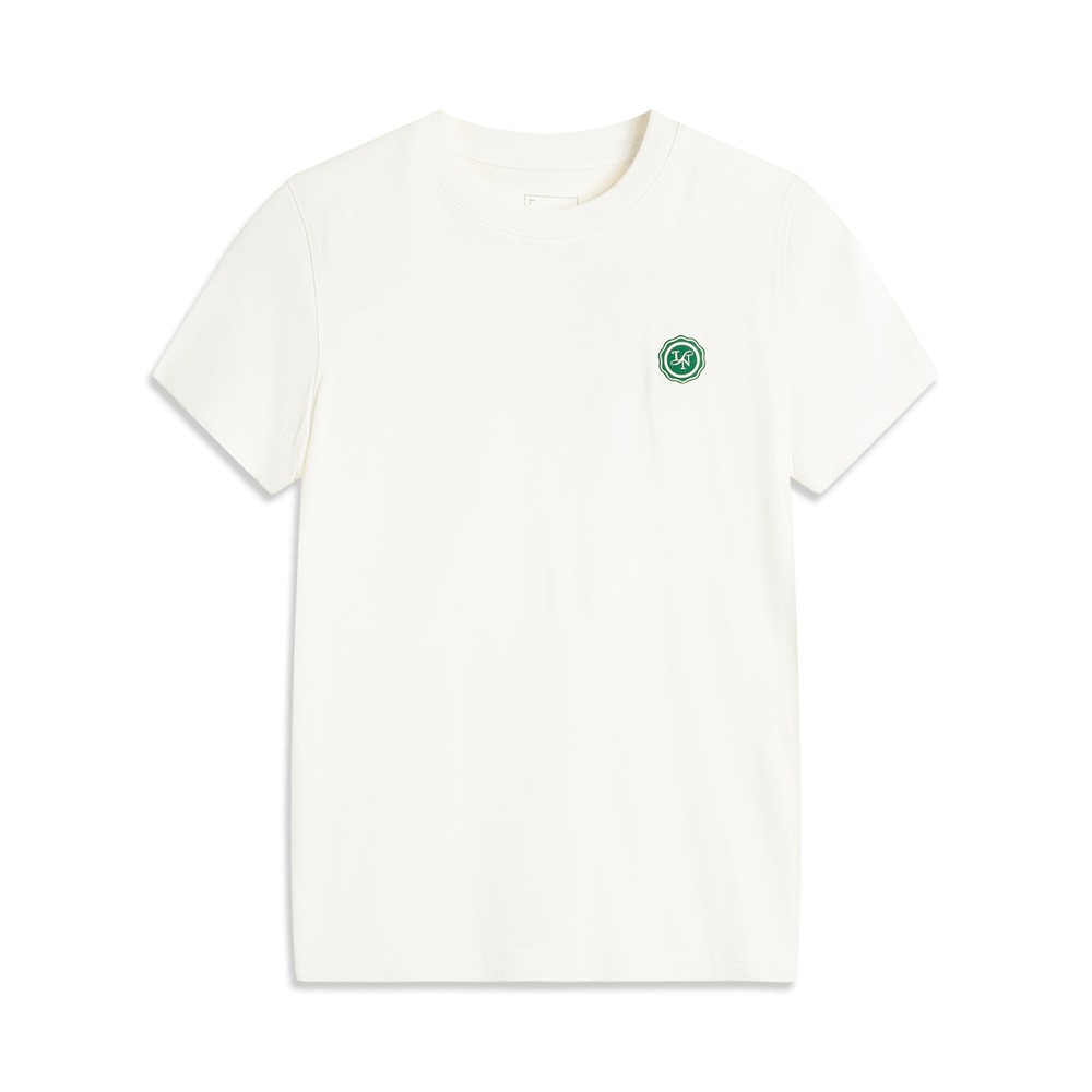 LI-NING李宁2025女子短袖文化衫针织无领短TAHSV184-1