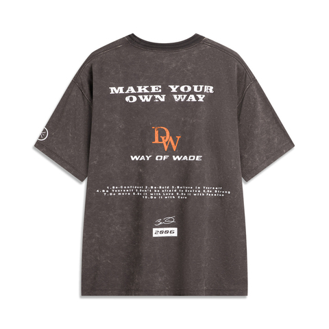 LI-NING李宁2025男子短袖文化衫针织无领短TAHSV013-7