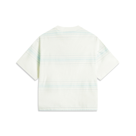 LI-NING李宁2025女子短袖文化衫针织无领短TAHSV650-1