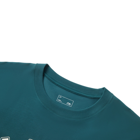 LI-NING李宁2025男子短袖文化衫针织无领短TAHSV683-2