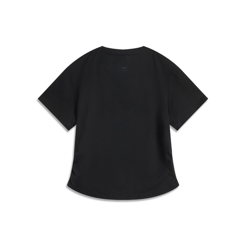 LI-NING李宁2025女子短袖文化衫针织无领短TAHSV410-4