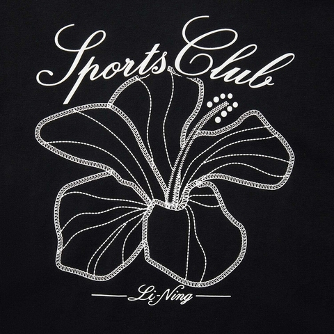 LI-NING李宁2025女子短袖文化衫针织无领短TAHSV410-4