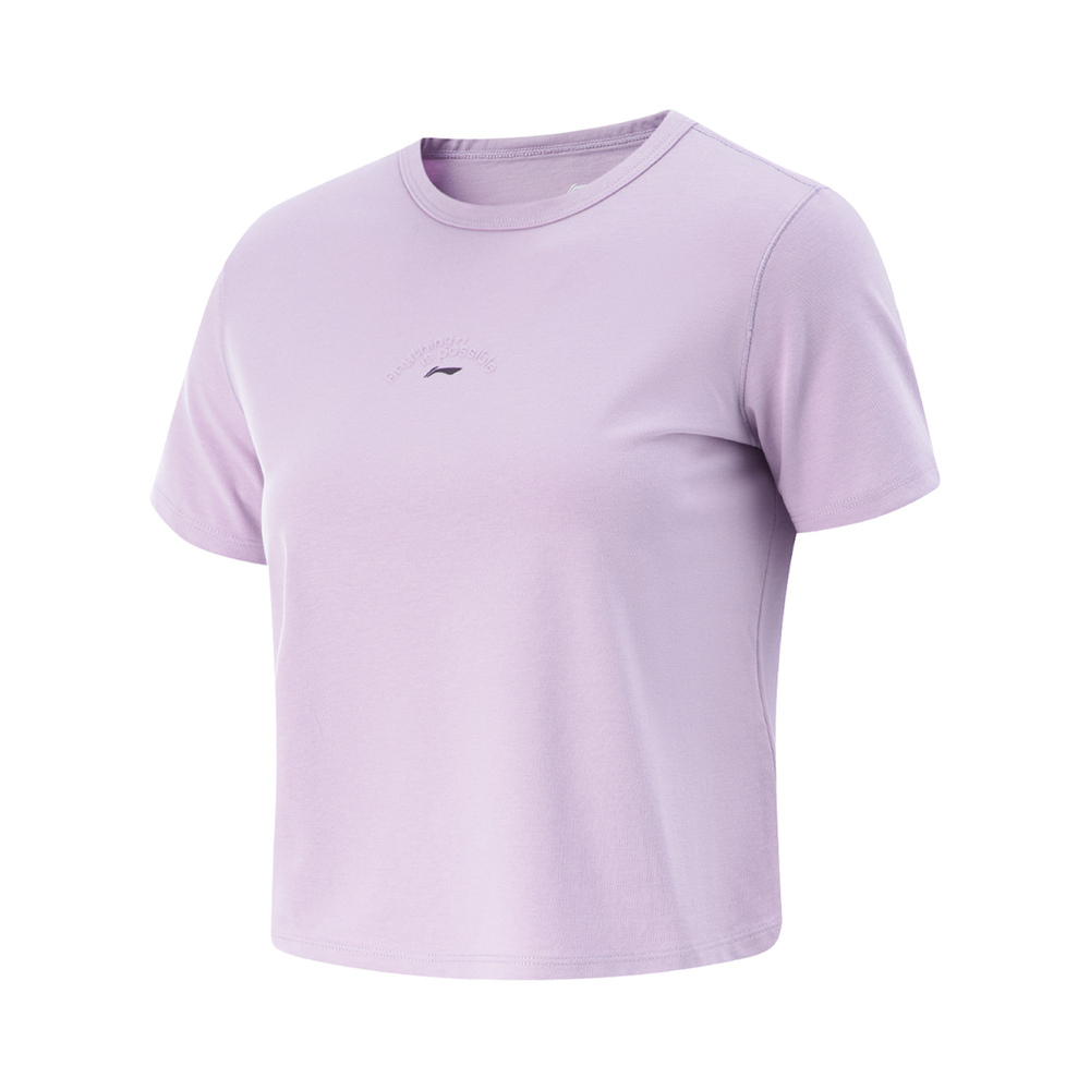 LI-NING李宁2025女子短袖T恤针织无领短TATSV528-3