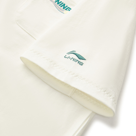 LI-NING李宁2025男子短袖文化衫针织无领短TATSV357-1