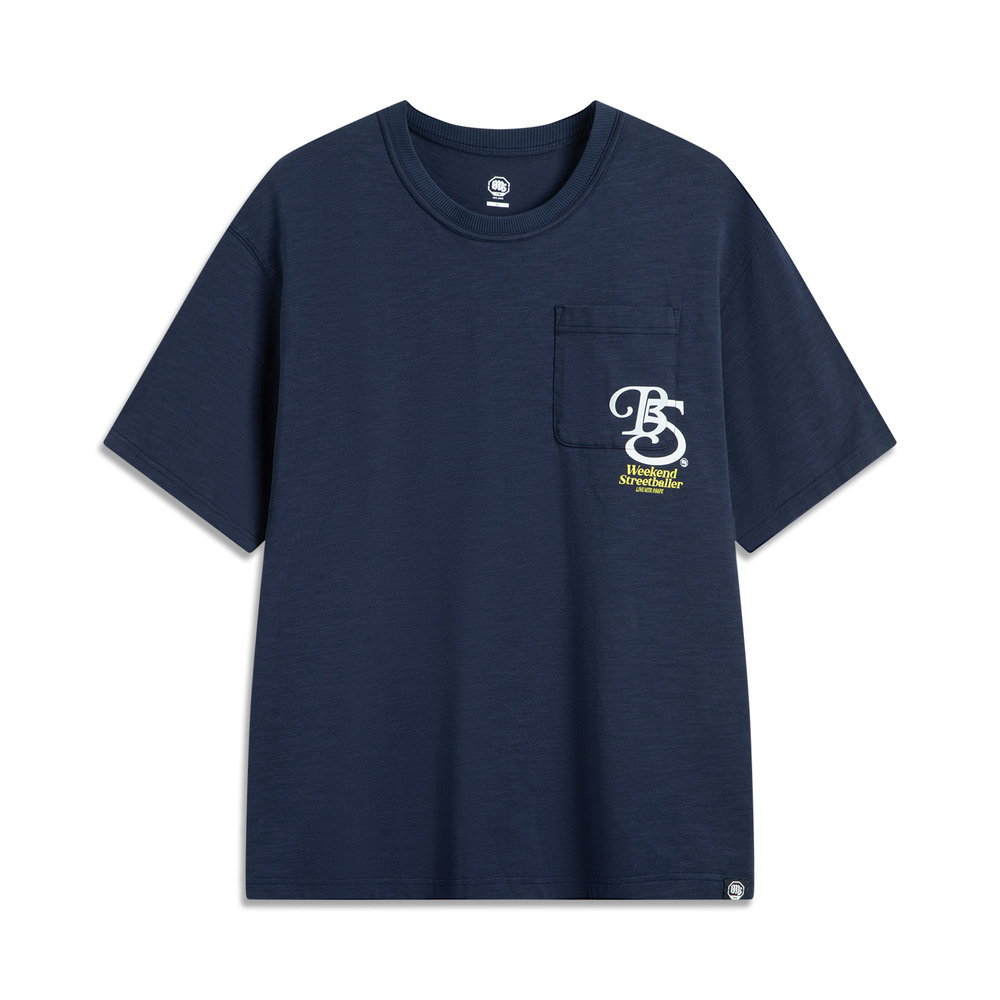 LI-NING李宁2025男子短袖文化衫针织无领短TAHSV651-3