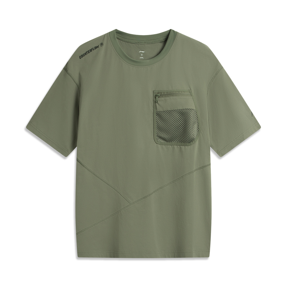 LI-NING李宁2025男子短袖T恤针织无领短TATSV201-3