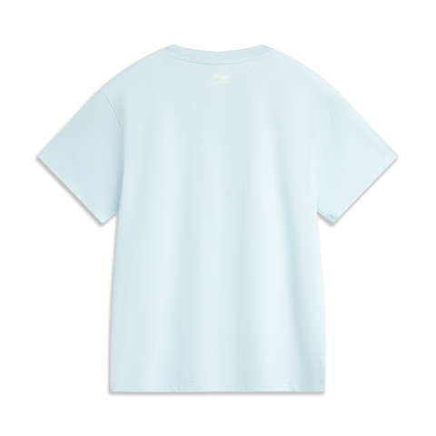 LI-NING李宁2025女子短袖文化衫针织无领短TAHSV692-2