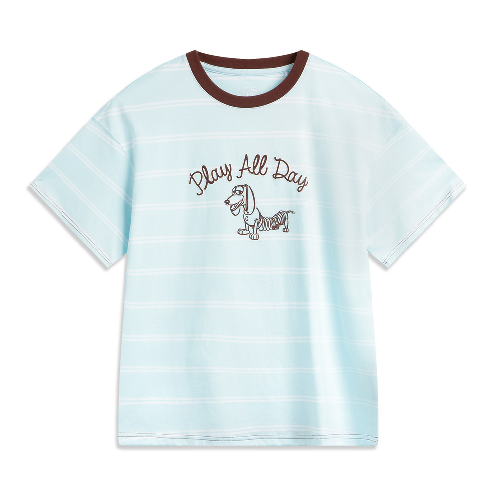 LI-NING李宁2025女子短袖文化衫针织无领短TAHSV182-3