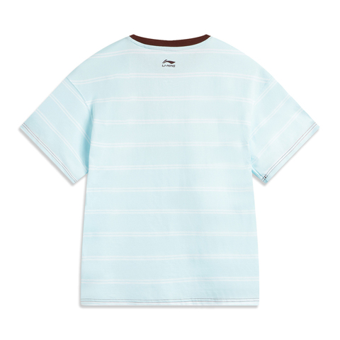 LI-NING李宁2025女子短袖文化衫针织无领短TAHSV182-3