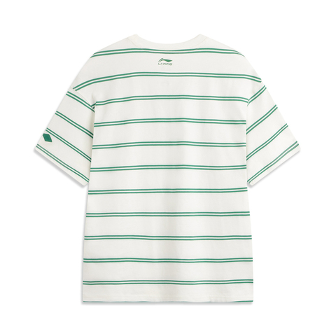 LI-NING李宁2025女子短袖文化衫针织无领短TAHSV182-1