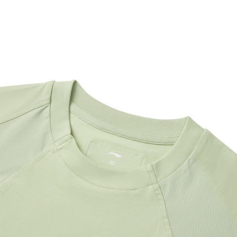 LI-NING李宁2025女子短袖T恤针织无领短TATSV194-6