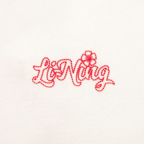 LI-NING李宁2025女子短袖文化衫针织无领短TAHSV540-1