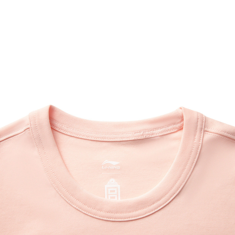 LI-NING李宁2025女子短袖文化衫针织无领短TAHSV540-6