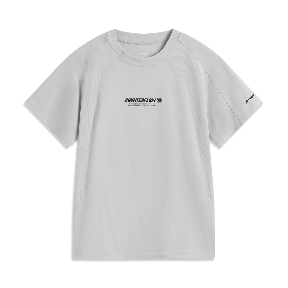 LI-NING李宁2025女子短袖T恤针织无领短TATSV194-1