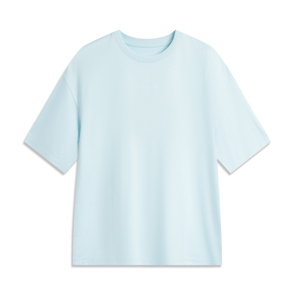 LI-NING李宁2025女子短袖文化衫针织无领短TAHSV188-2