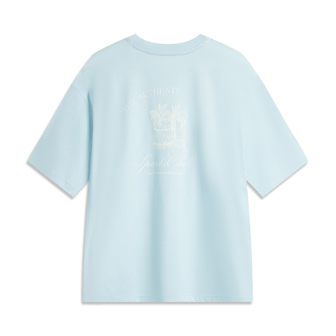 LI-NING李宁2025女子短袖文化衫针织无领短TAHSV188-2