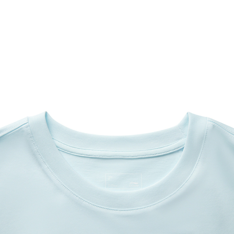 LI-NING李宁2025女子短袖文化衫针织无领短TAHSV188-2