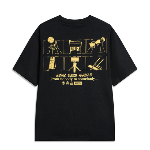 LI-NING李宁2025男子短袖文化衫针织无领短TAHSV027-6