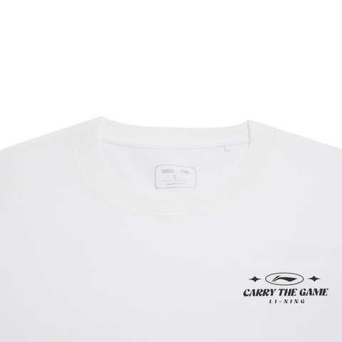 LI-NING李宁2025中性短袖文化衫针织无领短TAHSV375-3