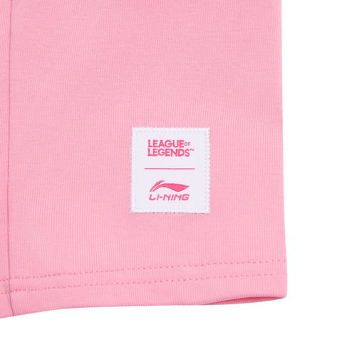 LI-NING李宁2025女子短袖文化衫针织无领短TAHSV638-1