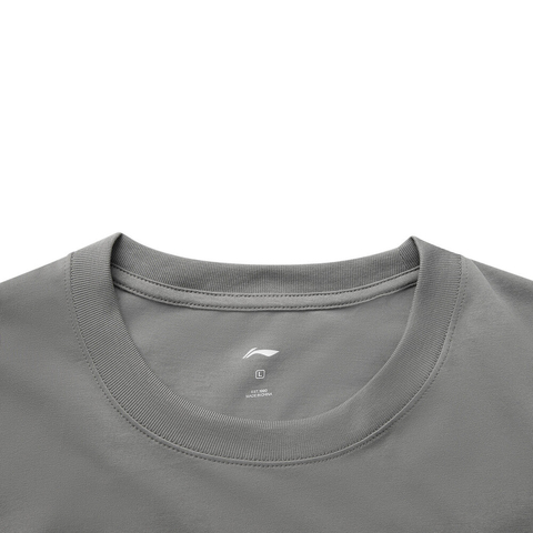 LI-NING李宁2025男子短袖文化衫针织无领短TAHSV403-2