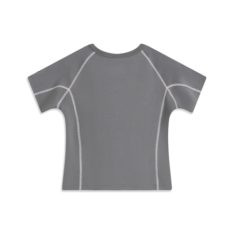 LI-NING李宁2025女子短袖文化衫针织无领短TAHSV636-2