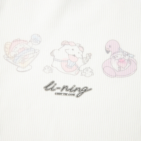 LI-NING李宁2025女子短袖文化衫针织无领短TAHSV536-3