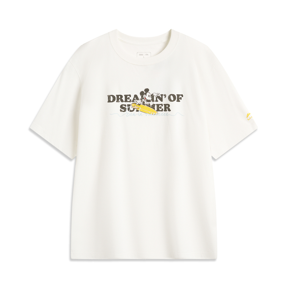 LI-NING李宁2025中性短袖文化衫针织无领短TAHSV635-1