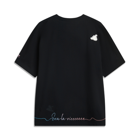 LI-NING李宁2025中性短袖文化衫针织无领短TAHSV635-3