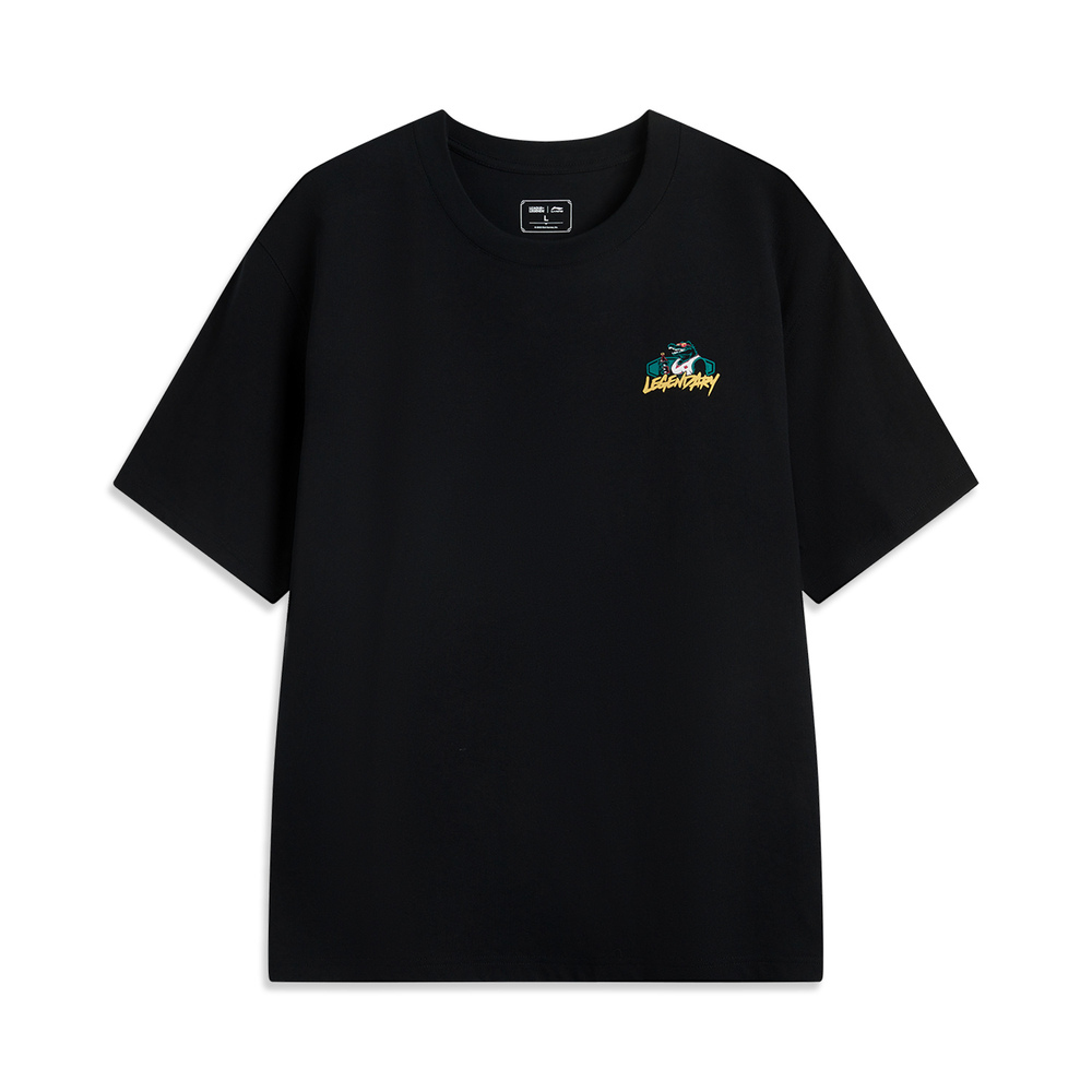 LI-NING李宁2025中性短袖文化衫针织无领短TAHSV153-8