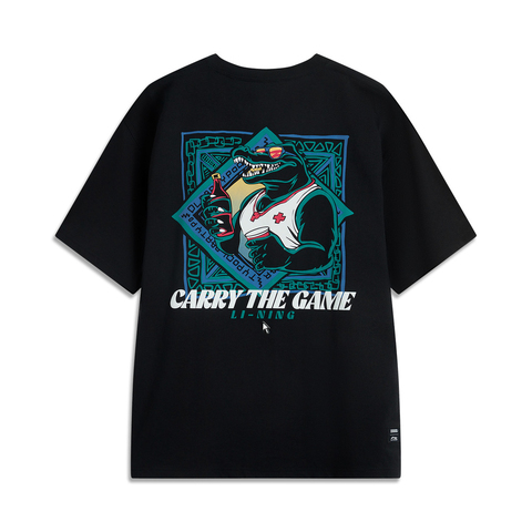 LI-NING李宁2025中性短袖文化衫针织无领短TAHSV153-8